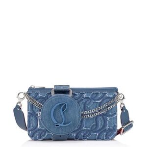 Christian Louboutin Loubila Blue Denim Crossbidy bag with coin purse NWT